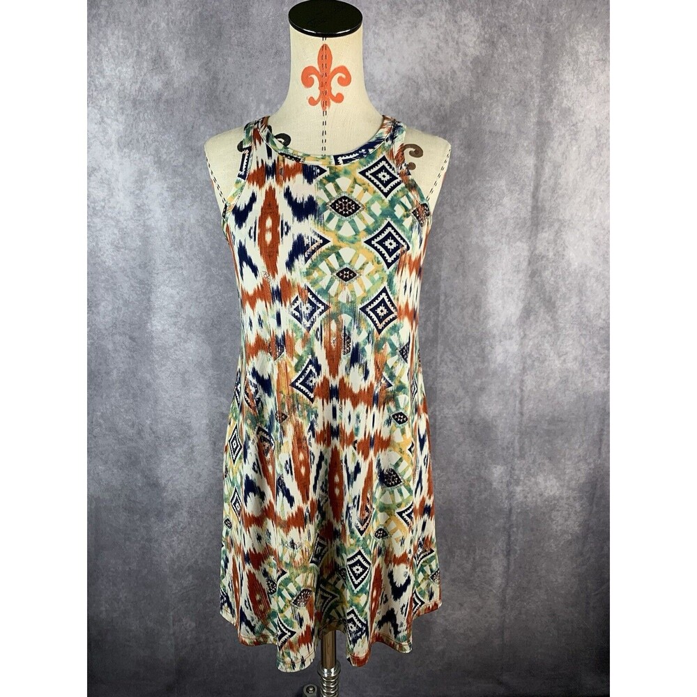 Veronica M Mini Tank Dress Size XS Aztec Print Stretch Jersey USA
